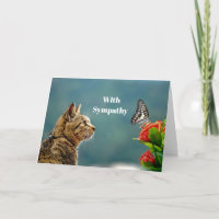 Cute Tabby Cat Butterfly Photo Sympathy