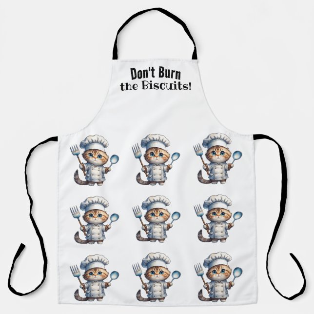 Cute Tabby Cat Chef All-Over Print Apron (Front)
