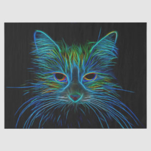 Cute Tabby Cat Design Blue Green Black Pop Art Tissue Paper
