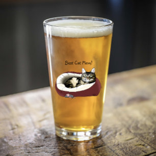 Cute Tabby Cat Green Mother’s Day Glass