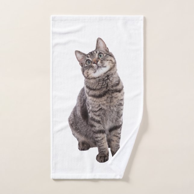 Cute Tabby Cat Hand Towel (Hand Towel)