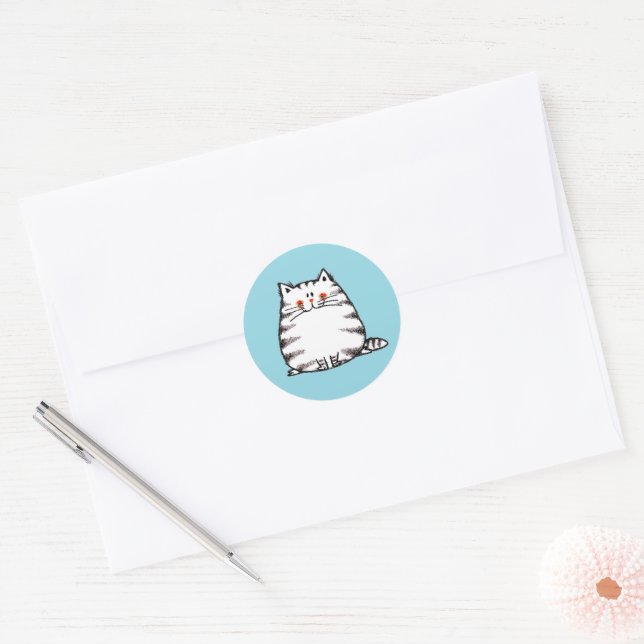 Cute Tabby Cat – Kawaii kitty for cat lovers Classic Round Sticker (Envelope)
