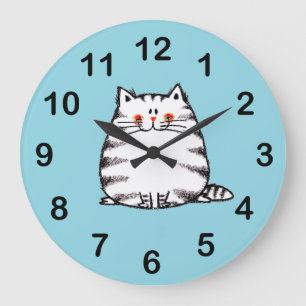 Cute Tabby Cat – Kawaii kitty for cat lovers Large Clock