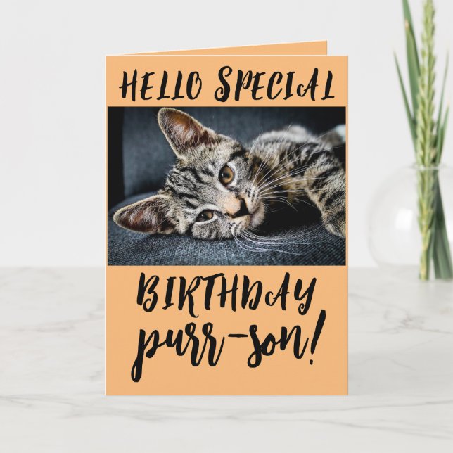 CUTE TABBY CAT KITTEN BIRTHDAY GREETING CARDS (Front)