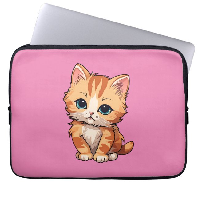 Cute Tabby Cat Laptop Sleeve (Front)