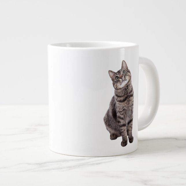 Cute Tabby Cat Large Coffee Mug (Front Right)