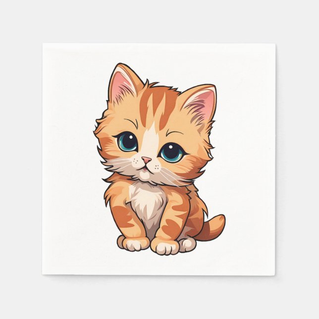 Cute Tabby Cat Napkin (Front)