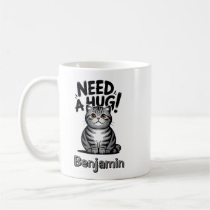 Cute Tabby Cat Need A Hug Funny Animal Coffee Mug
