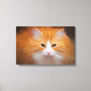 Cute Tabby Cat Orange White Fluffy Beautiful Canvas Print