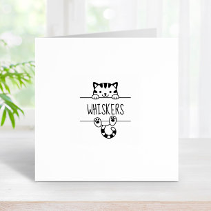 Cute Tabby Cat Peeking Custom Name 1x1 Rubber Stamp
