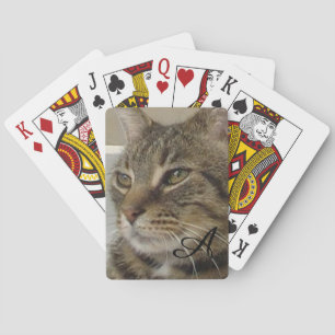 Cute Tabby Cat Photo Monogram Playing Cards
