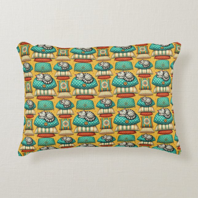 Cute Tabby Cat Resting Decorative Cushion (Front)