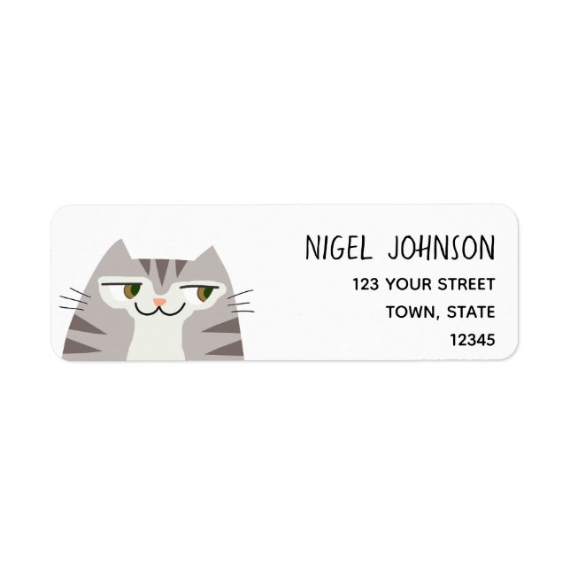 Cute Tabby Cat Return Address (Front)