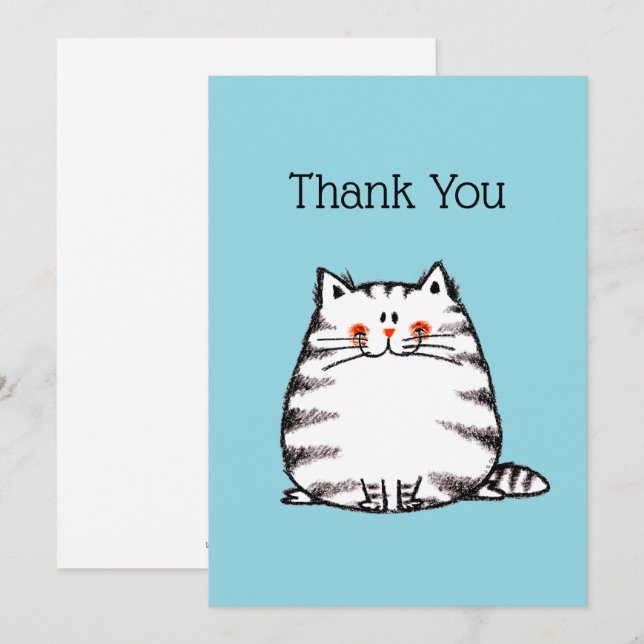 Cute Tabby Cat Thank You Card (Front/Back)