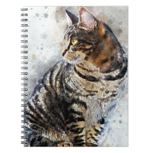 Cute Tabby Cat Watercolor Art Notebook