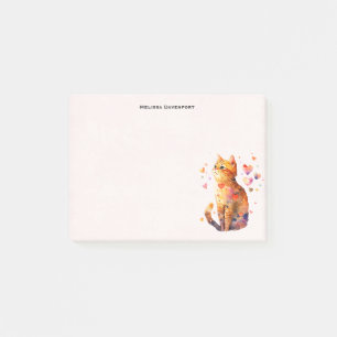 Cute Tabby Cat with Hearts Post-it Notes