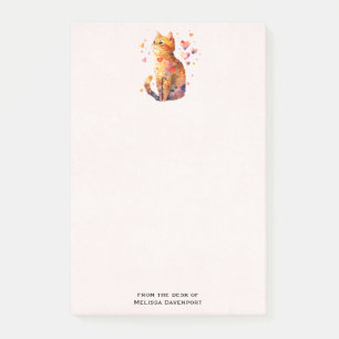 Cute Tabby Cat with Hearts Post-it Notes