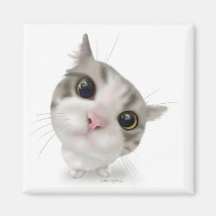 Cute Tabby Kitten Cartoon Magnet