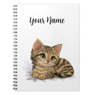 Cute Tabby Kitten Cartoon Notebook