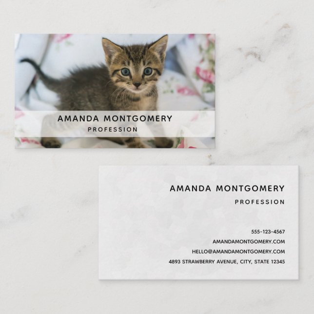 Cute Tabby Kitten Looking Surprised Business Card (Front/Back)