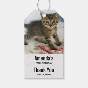Cute Tabby Kitten Looking Surprised on Birthday Gift Tags