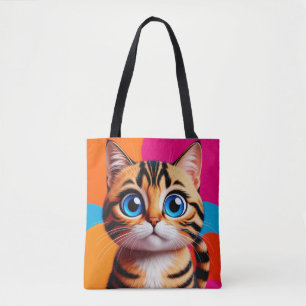 Cute Tabby Kitten Portrait With Big Blue Eyes Tote Bag