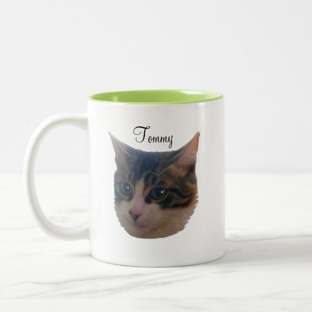 Cute tabby kitty cat Two-Tone coffee mug (Left)
