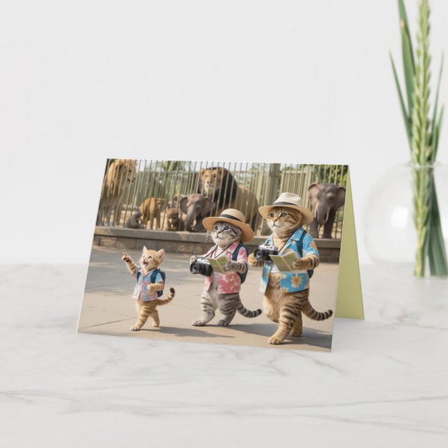 Cute Tabby Zoo Greeting Card (Front)