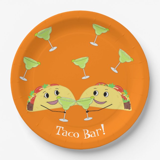 Cute Taco Bar Paper Plates (Front)