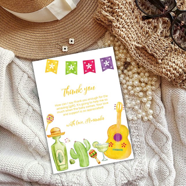 Cute Taco 'Bout Cactus Lime Guitar Baby Shower Thank You Card (Cute Taco 'Bout Cactus Lime Guitar Baby Shower Thank You Card)