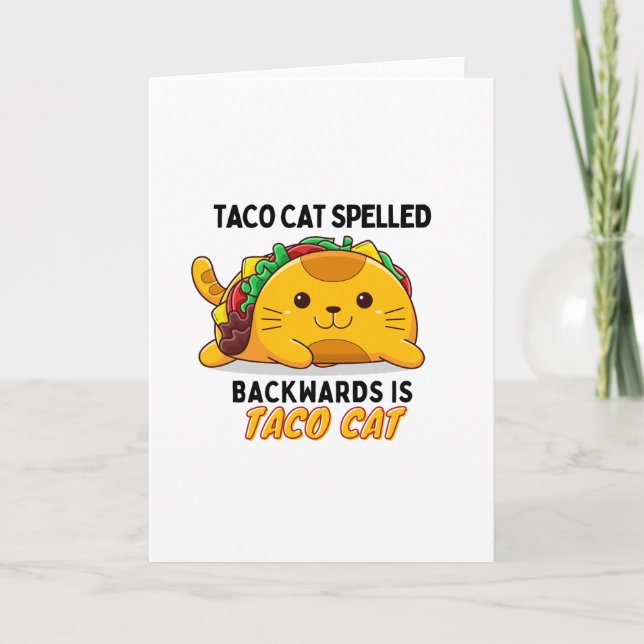 Cute taco cat, funny taco cat, taco and cat lovers card (Front)