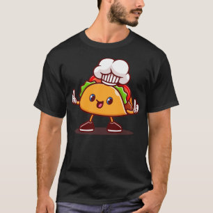 Cute Taco Chef Wearing Cap Cartoon T-Shirt