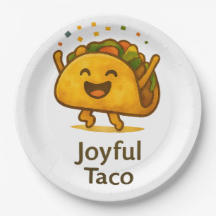 Cute Taco Fiesta Birthday Paper Plates 9" Dinner 