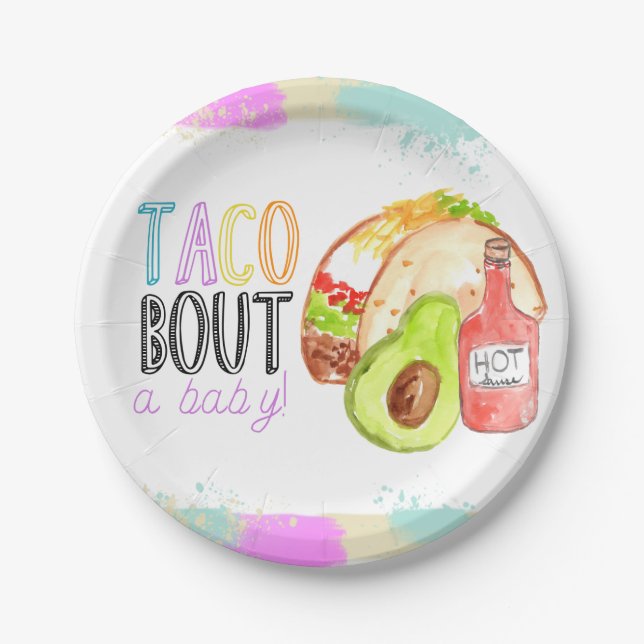 Cute taco Fiesta theme babyshower paper plate (Front)