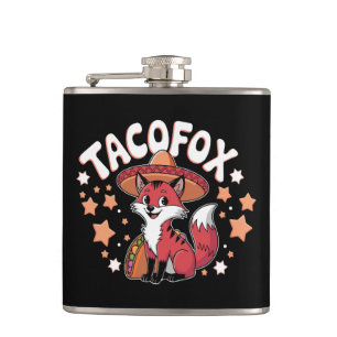 Cute taco fox cartoon design for taco lovers hip flask