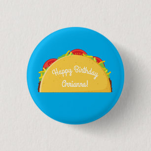 Cute Taco Kids 1st Birthday Party Mexican Food 3 Cm Round Badge