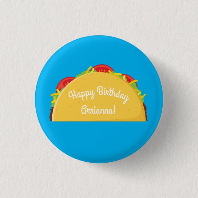 Cute Taco Kids 1st Birthday Party Mexican Food 3 Cm Round Badge (Front)
