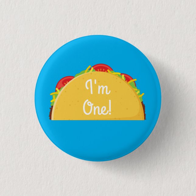 Cute Taco Kids 1st Birthday Party Mexican Food 3 Cm Round Badge (Front)