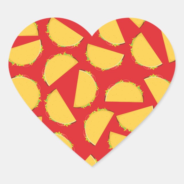 Cute Taco Kids 1st Birthday Party Mexican Food Heart Sticker (Front)