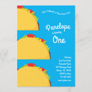 Cute Taco Kids 1st Birthday Party Mexican Food Invitation