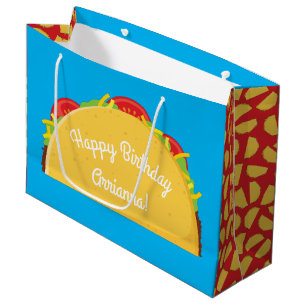 Cute Taco Kids 1st Birthday Party Mexican Food Large Gift Bag