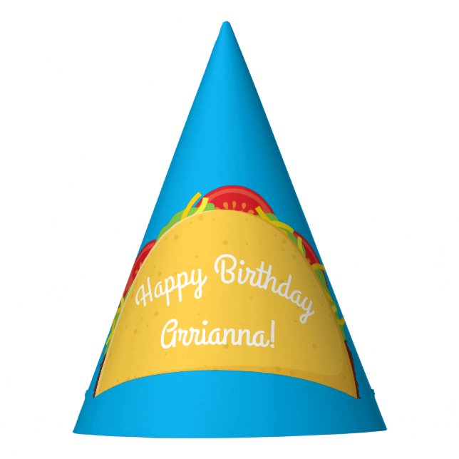 Cute Taco Kids 1st Birthday Party Mexican Food Party Hat (Front)