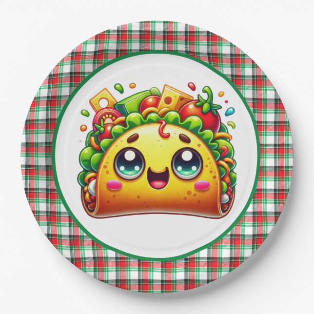 Cute taco lovers party paper plate (Front)