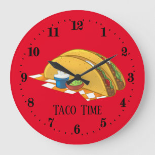 cute taco time decor large clock