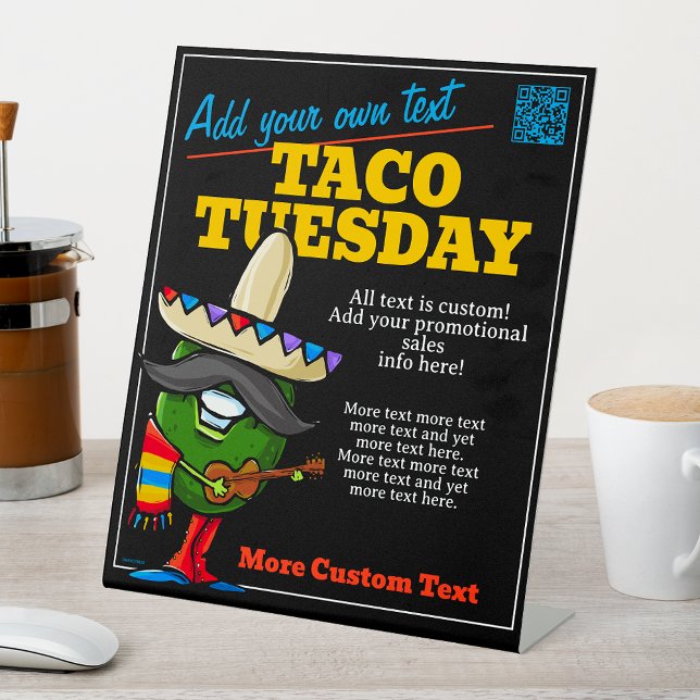 Cute Taco Tuesday Mexican Food Customisable Pedestal Sign (Creator Uploaded)