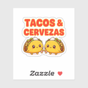 Cute Tacos & Cervezas Fiesta Cartoon Design