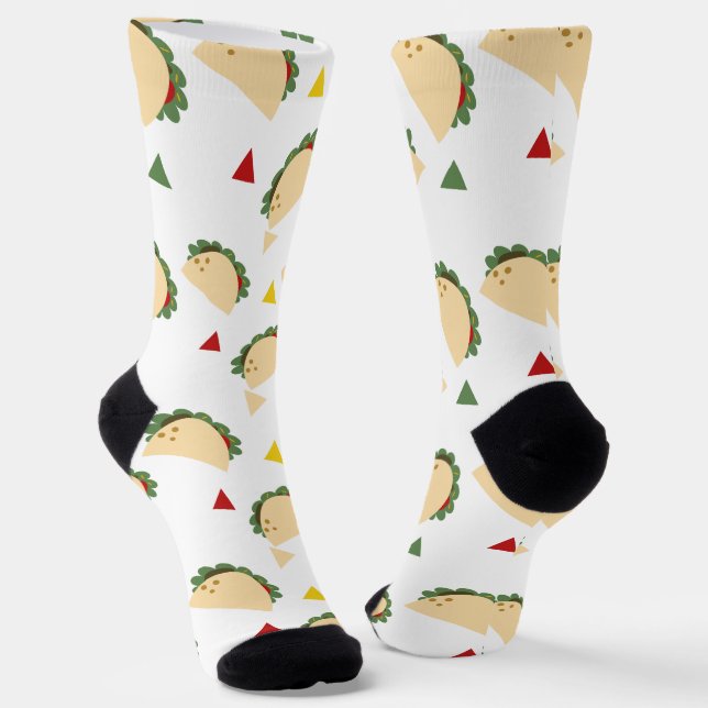 Cute Tacos for Tuesday Pattern Socks (Angled)