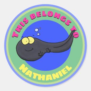 Cute tadpole cartoon classic round sticker