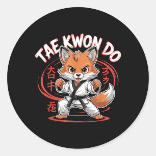 Cute Taekwondo fox - Funny Korean MMA TKD Classic Round Sticker