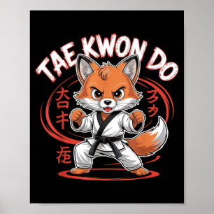 Cute Taekwondo fox - Funny Korean MMA TKD Poster